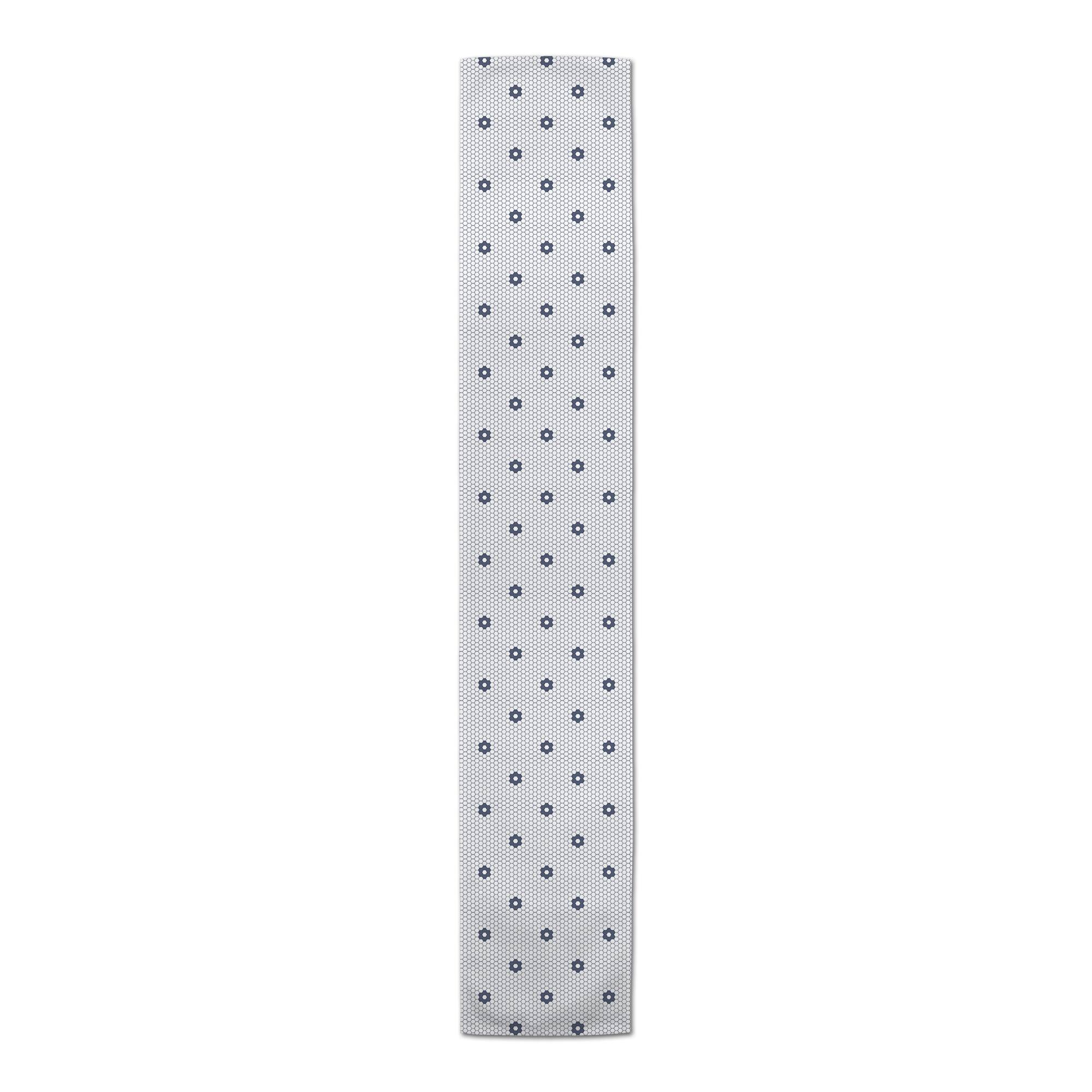 Navy Floral Pattern 16" x 90" Cotton Twill Runner